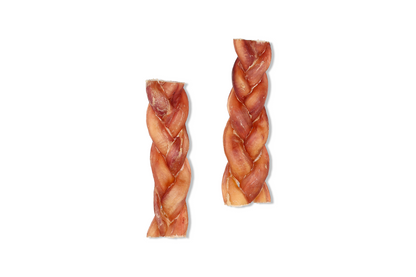 2 pack of braided bully stick treats for dogs